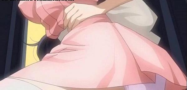  Redhead anime babe jizzed after giving
